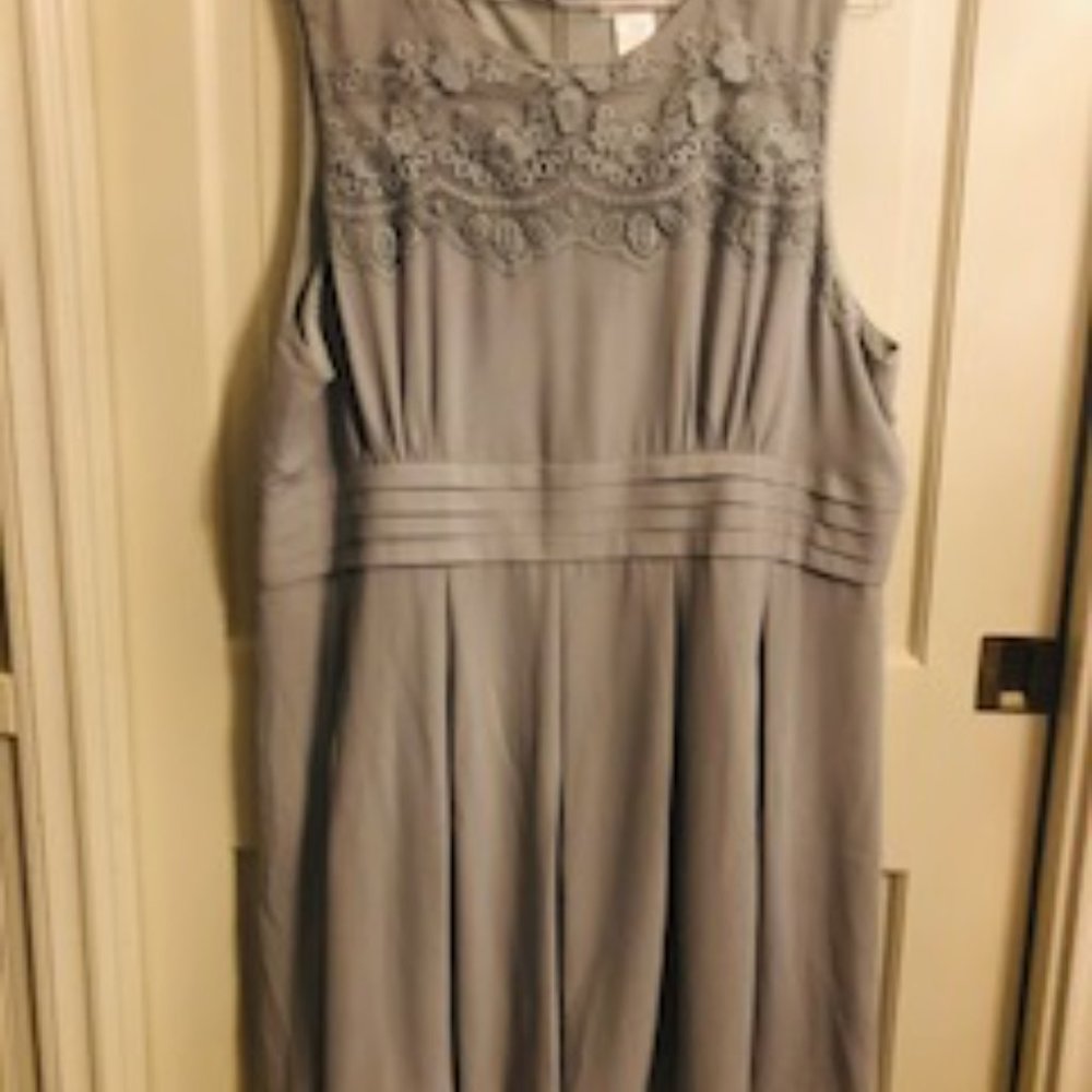 Esley Modcloth dove gray dress with embroidered lace detail size 4x